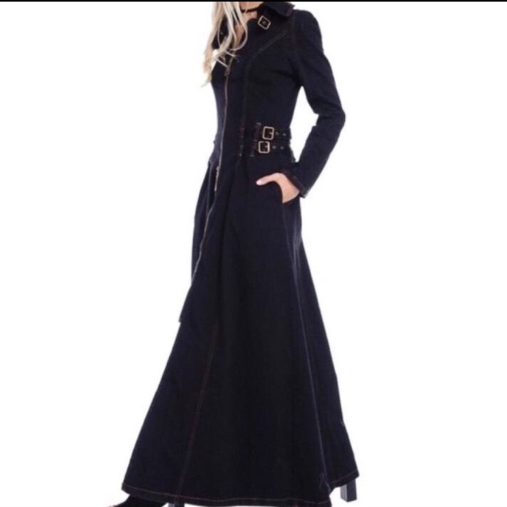 TOV Los Angeles Denim Trench Coat (Black-44) - Picture 2 of 8